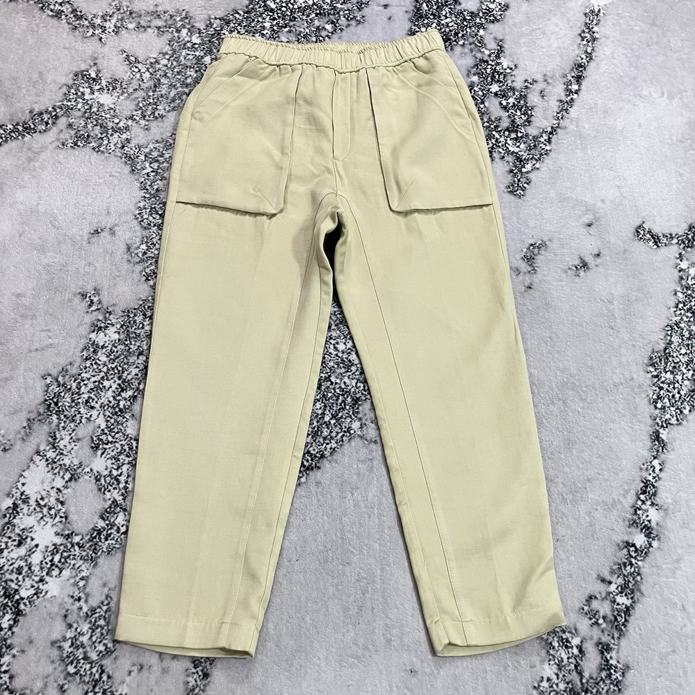 Zara Womens Size M Pale Yellow High Rise Pull On Straight Leg Pocket Pants
